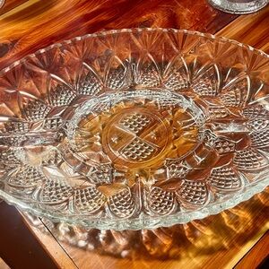 Vintage and Elegant Crystal Glass Divided Serving Platter, made in France